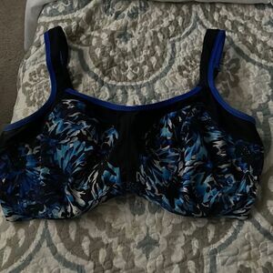 Black & Blue Print Plus-Size Sculptresse Sports Bra Size 38HH